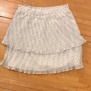 NWT Walter Baker White Pleated Polka Dot Skirt L